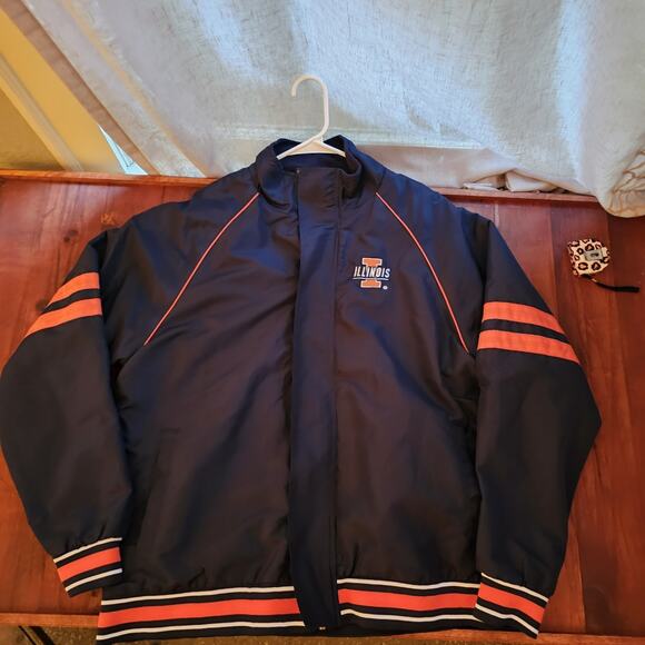 University Of Illinois Vintage Fighting Illini Puffer Zip Heavy Winter Jacket XL - Picture 1 of 4